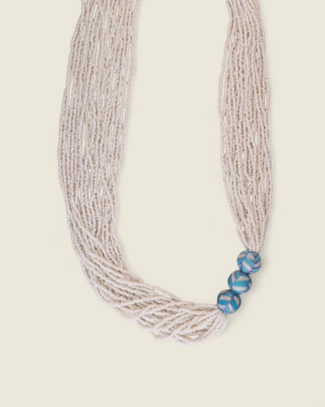 White Glass Bead Ceramic Necklace