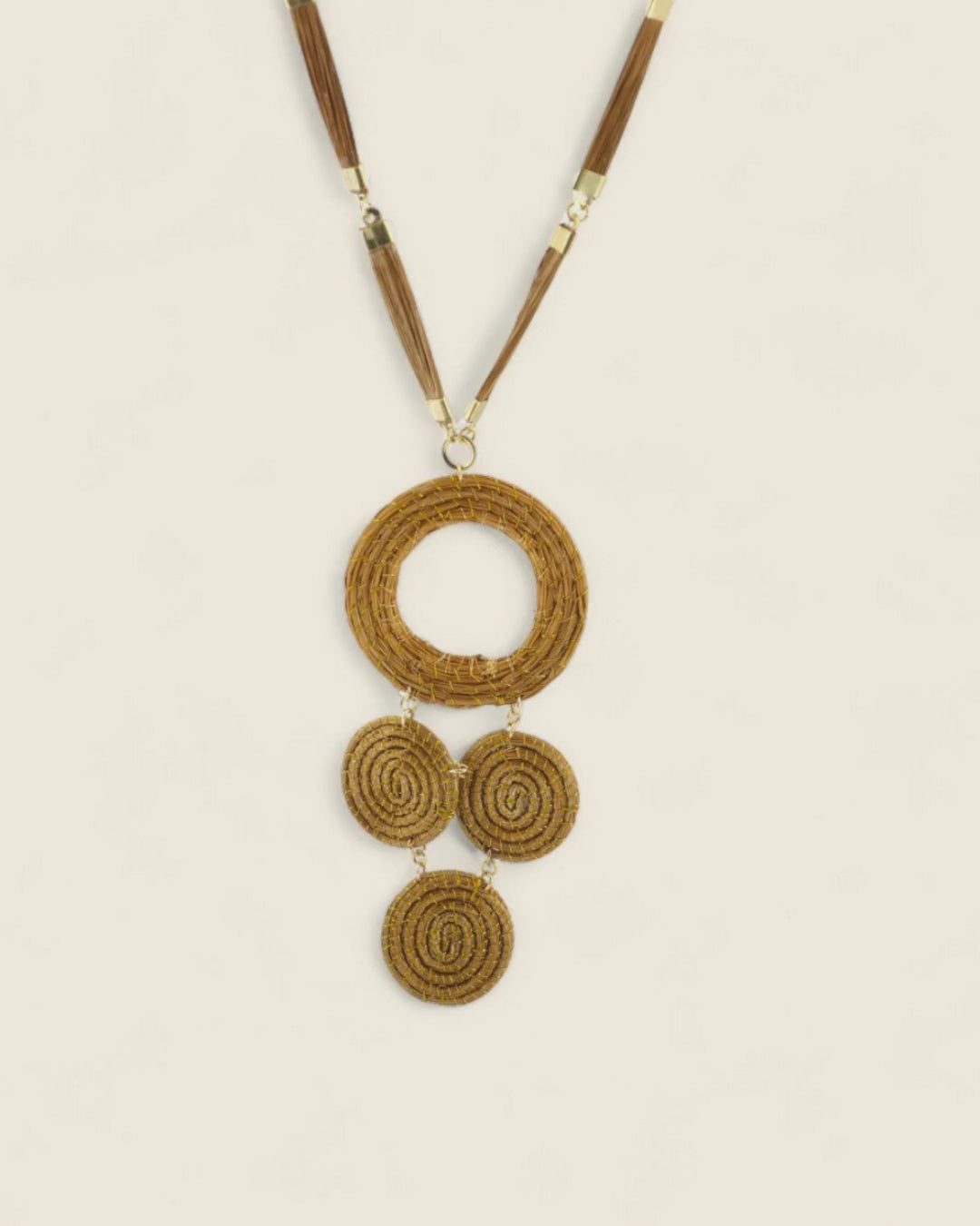 Golden Handwoven Brazilian Grass Necklace