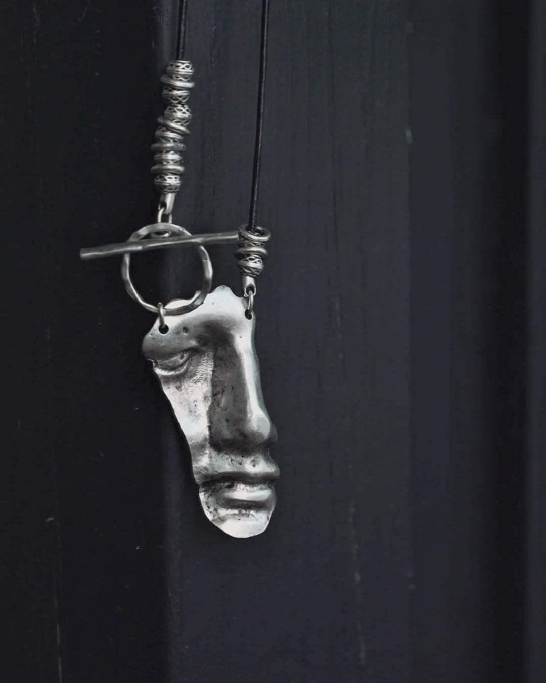 Abstract Face Pendant Statement Necklace