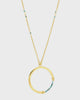 Gold Brass Circle Turquoise Necklace