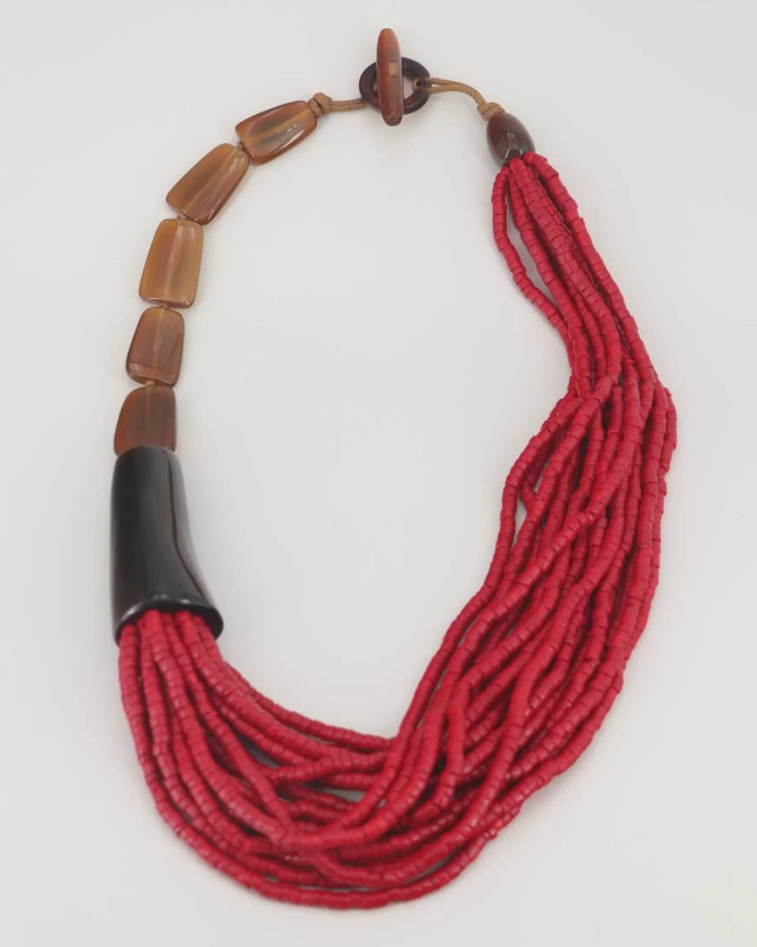 Red Horn Coconut Bead Necklace