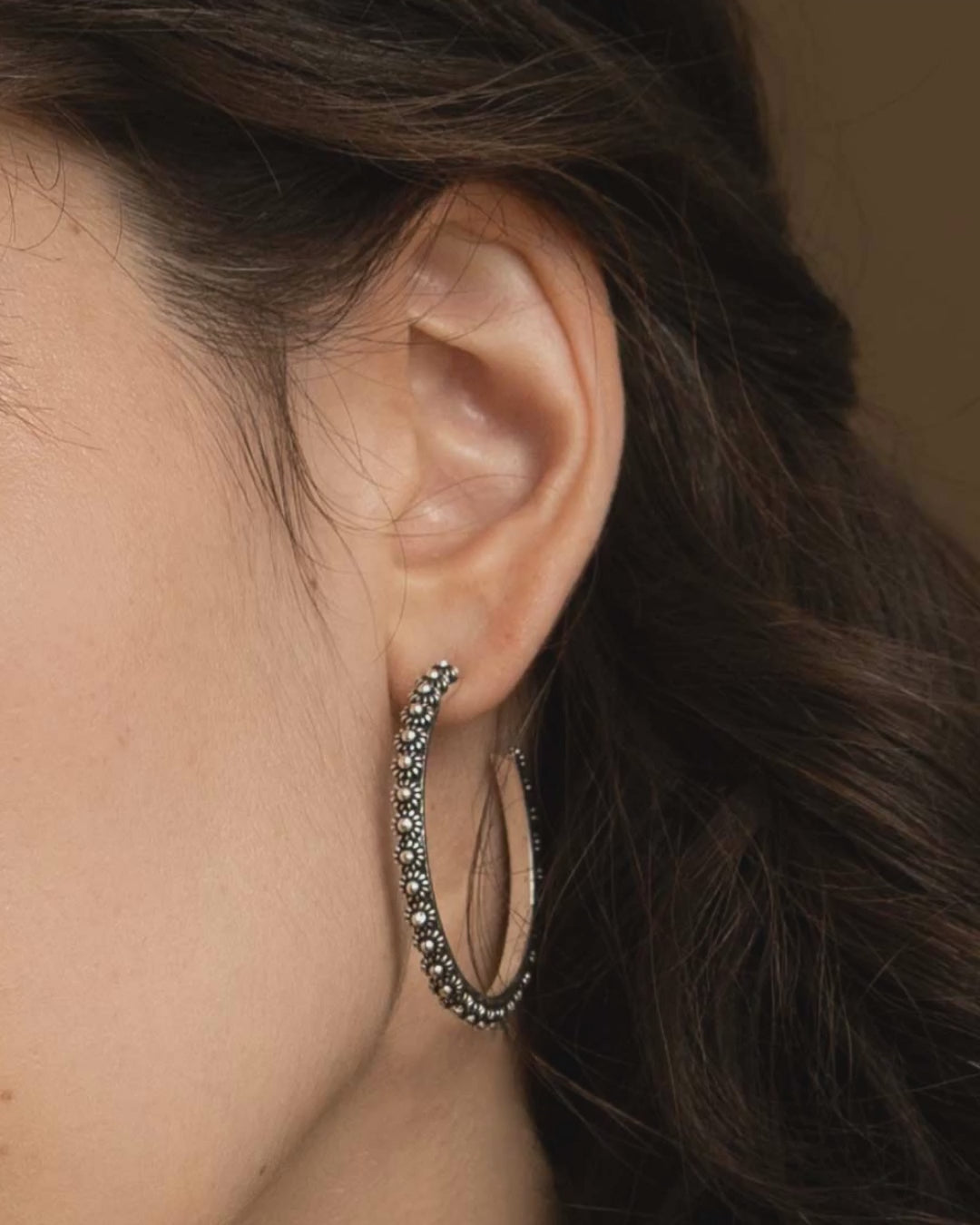Hill Tribe Silver Floral Hoops