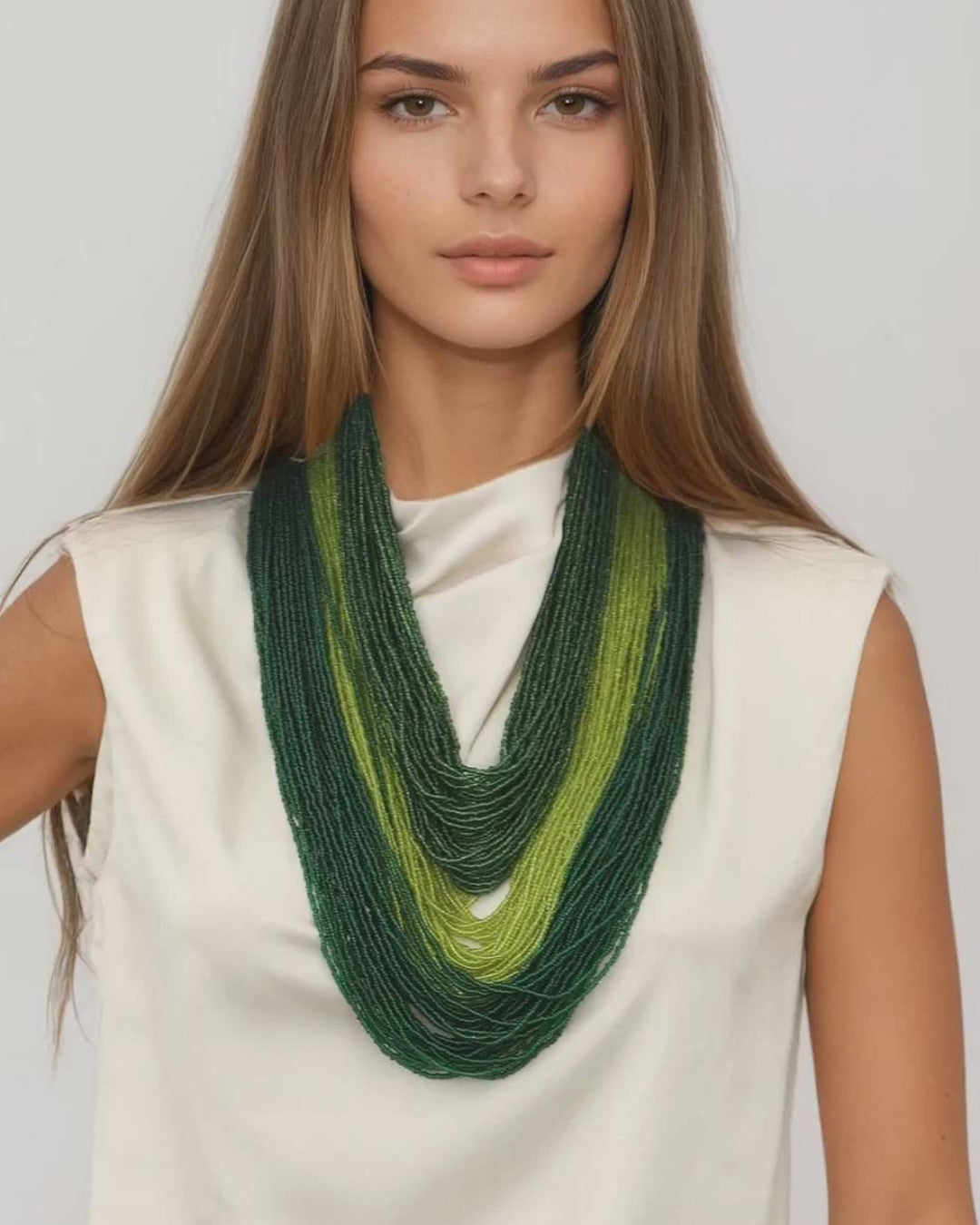 Cascade Green Beaded Necklace