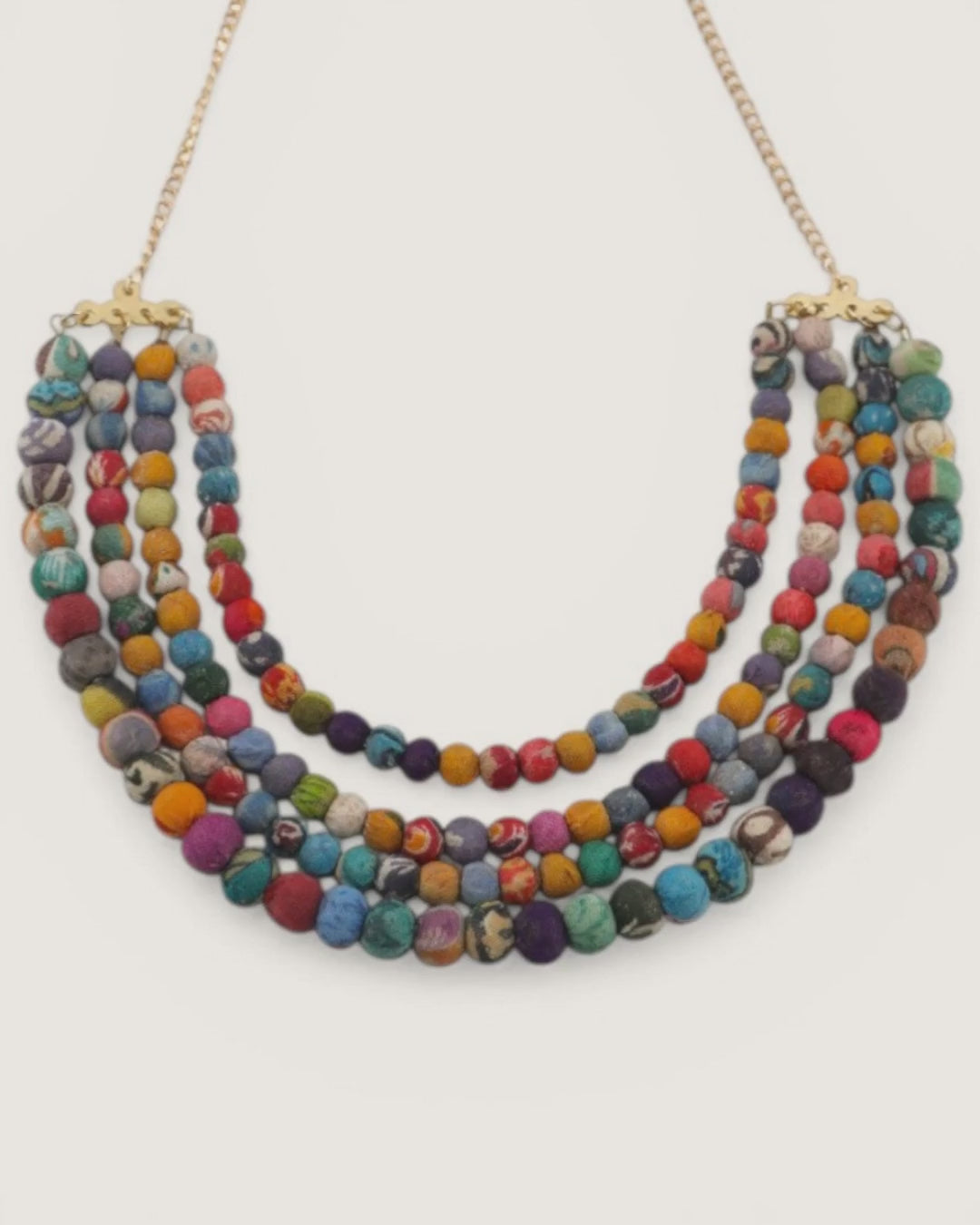 Layered Rainbow Kantha Necklace