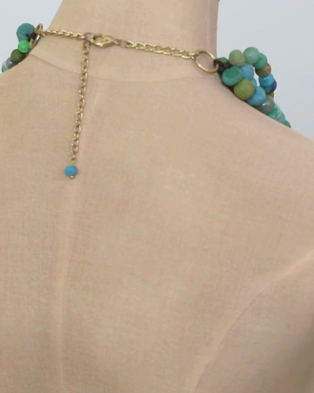 Blue-Green Kantha Bead Statement Necklace