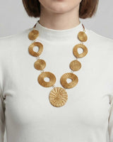 Golden Grass Circle Handwoven Necklace, Brazil