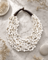 Soft White Twist Wood Necklace — necklaces, editorial marble lifestyle photo