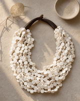 Soft White Twist Wood Necklace — necklaces, editorial plaster shadow lifestyle photo