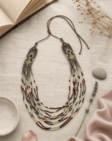 Southwest Dreams Beaded Necklace — necklaces, flatlay linen lifestyle photo