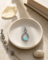 Sterling Silver Asymmetric Twist Larimar Pendant — charms & pendants, lifestyle vanity lifestyle photo