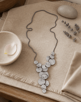 Structured Discs Statement Pewter Necklace — necklaces, meditation corner lifestyle photo