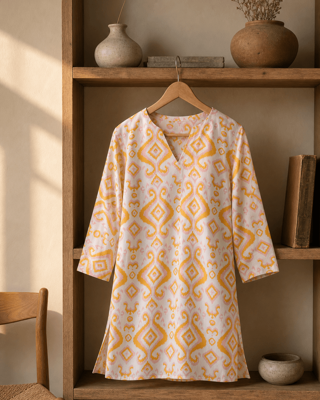 Sunshine Cotton Tunic Top — apparel, sunlit shelf lifestyle photo