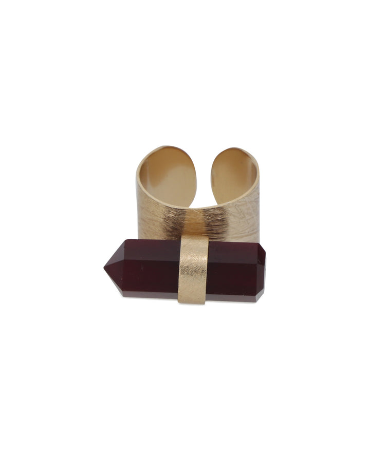 Beautifully crafted adjustable ring with a red onyx point, showcasing its versatility and style