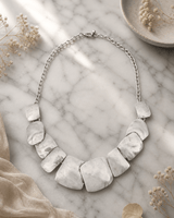 Tumbled Form Statement Necklace — necklaces, editorial marble lifestyle photo