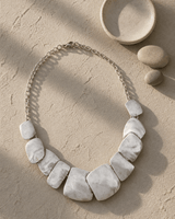 Tumbled Form Statement Necklace — necklaces, editorial plaster shadow lifestyle photo
