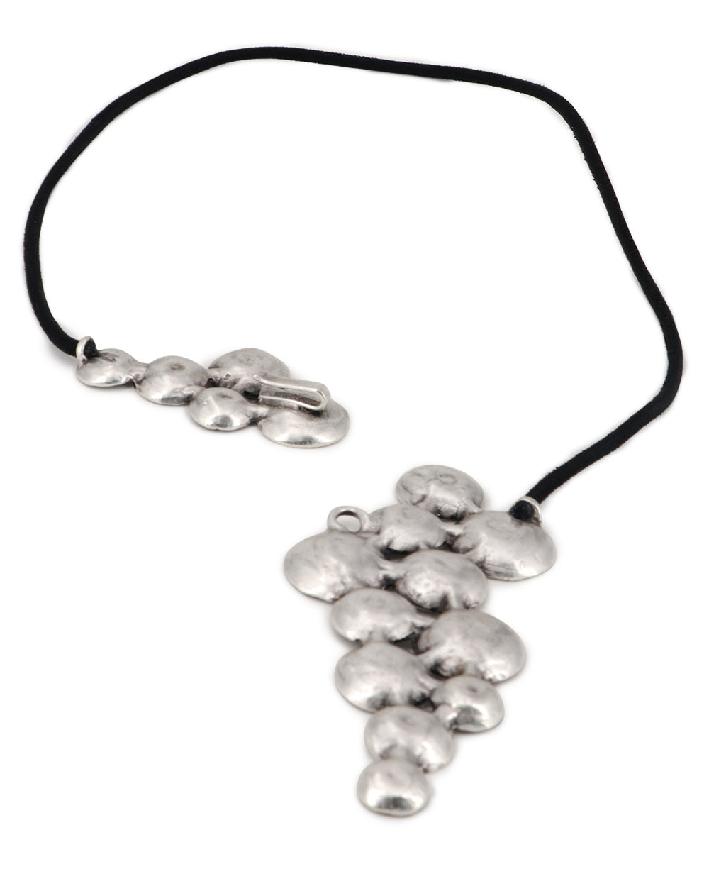 Textured Discs Structured Pewter Necklace