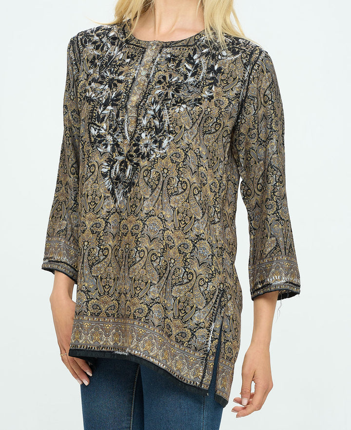 Black and Beige Tunic Top