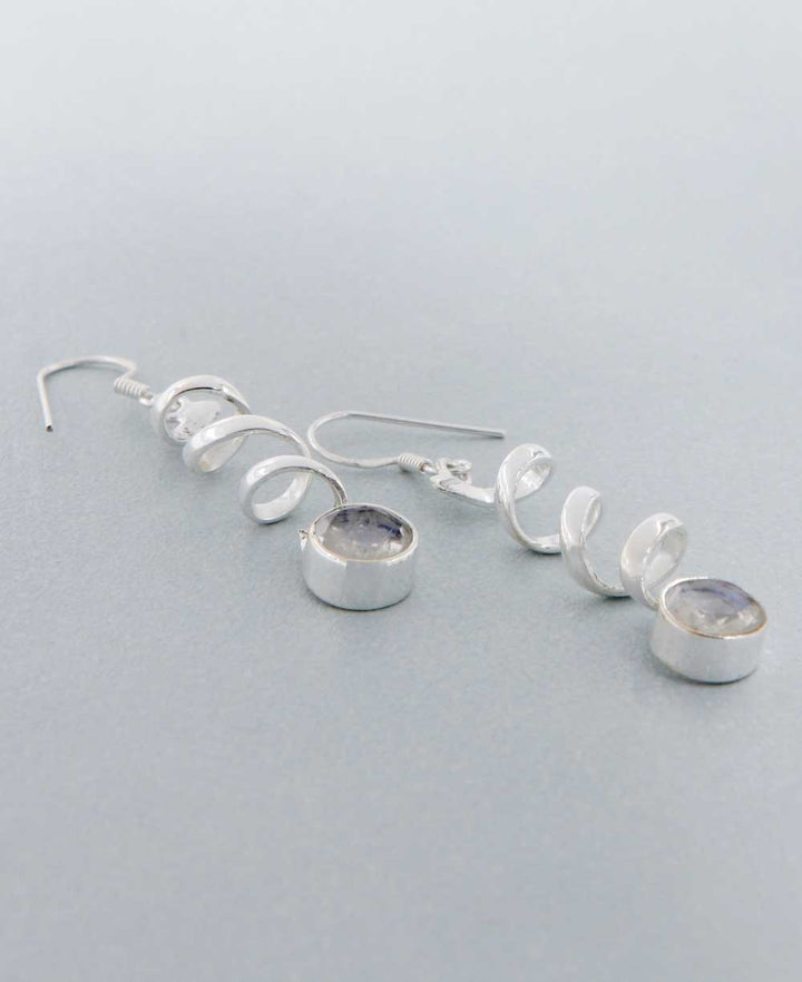 Gemstone Spiral Earrings