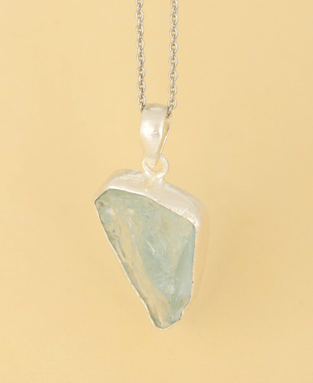 Raw Cut Aquamarine Necklace