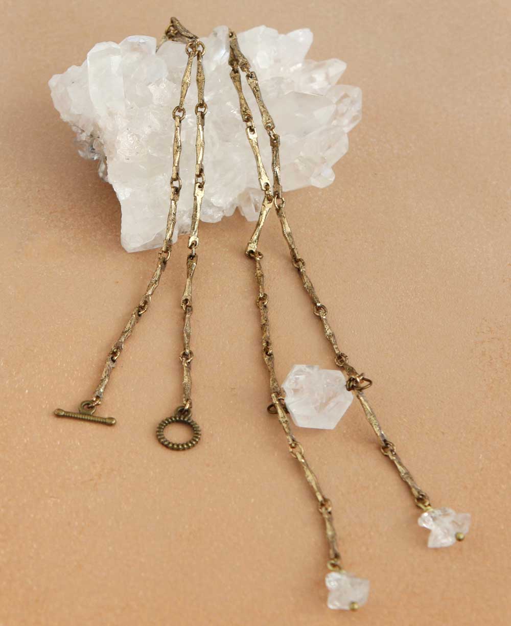 Brass and Quartz Necklace
