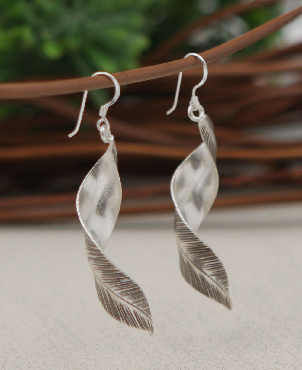 Spiraling Leaf Earrings
