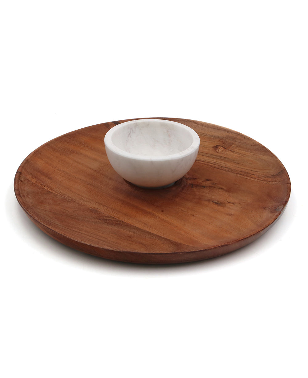 Marble and Wood Serving Set
