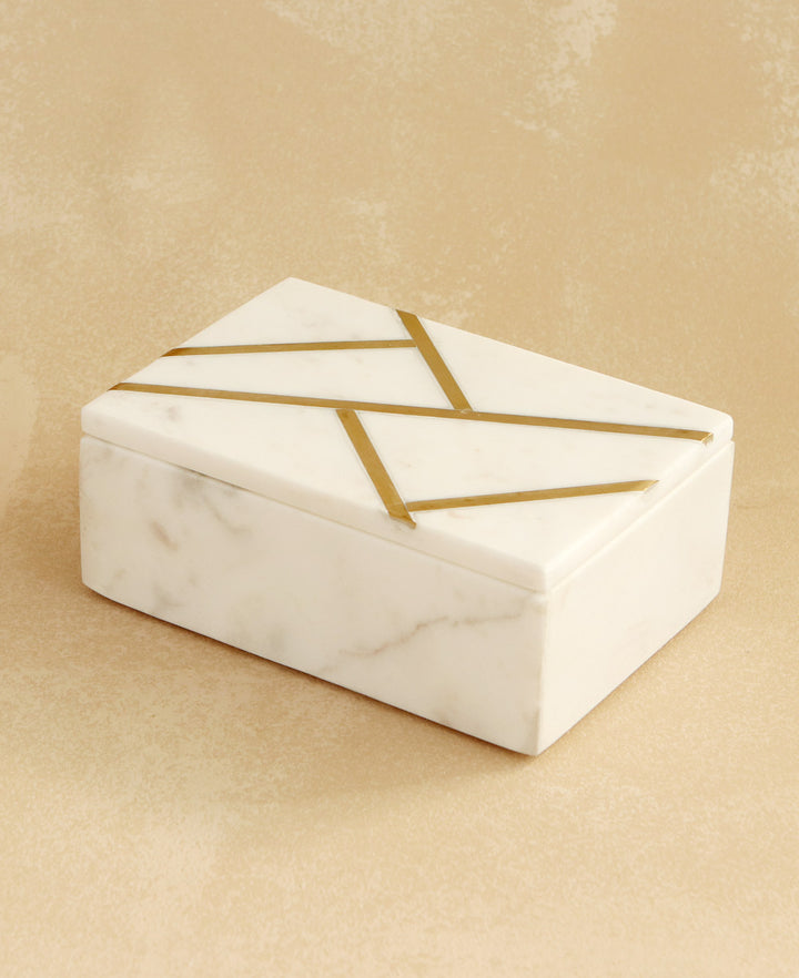 Geometric Brass Jewelry Box