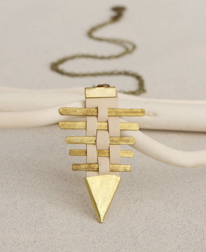Brass Leather Arrow Necklace