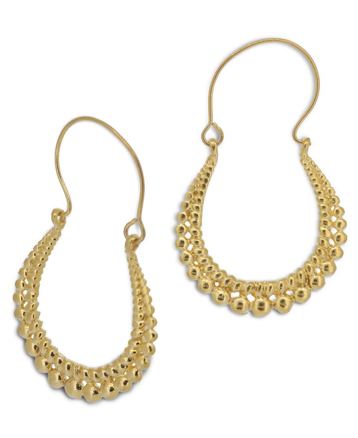 Beaded Dots Brass Hoop Earrings