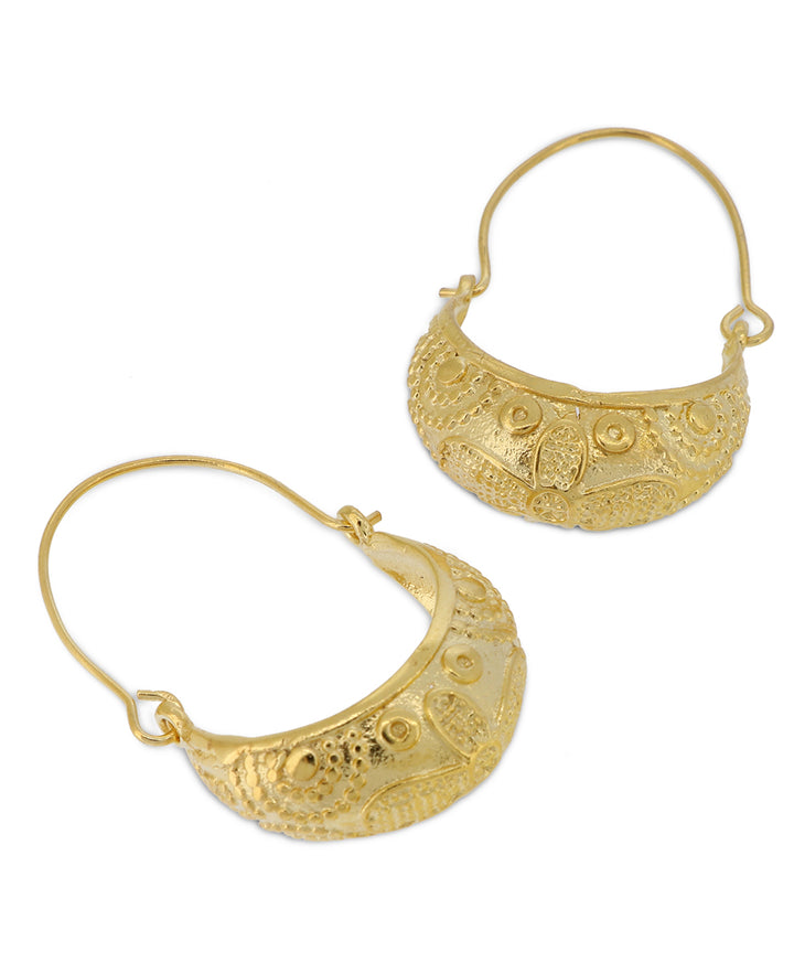 Boat Shaped Hoop Gold Plated Brass Earrings