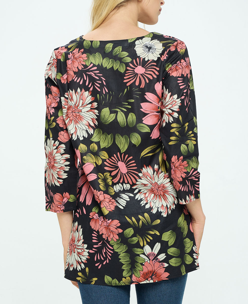 Black Floral Tunic top