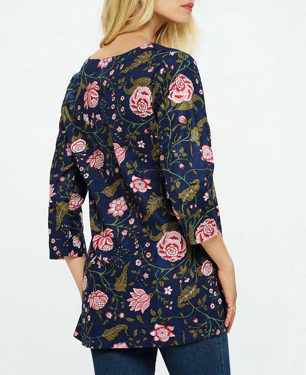 Blue Floral Tunic Back