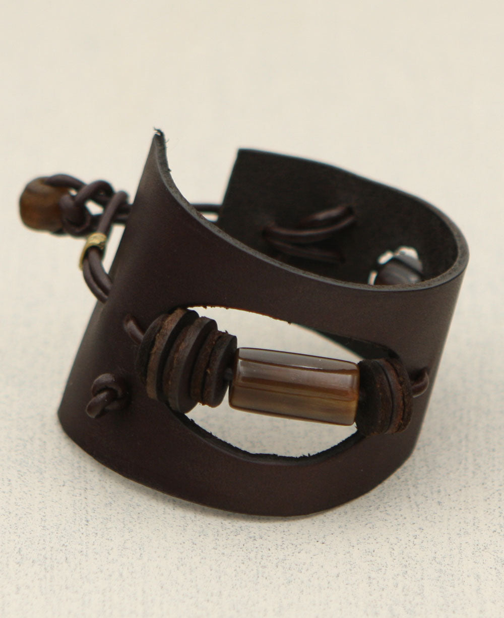 Brown Wide Leather Bracelet