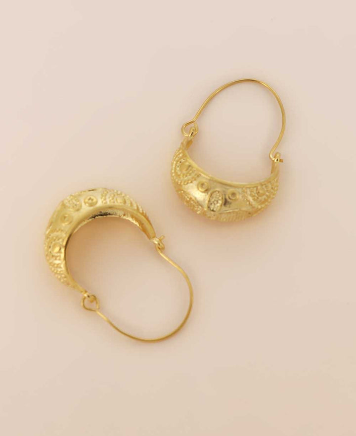 Boat Shaped Hoop Gold Plated Brass Earrings