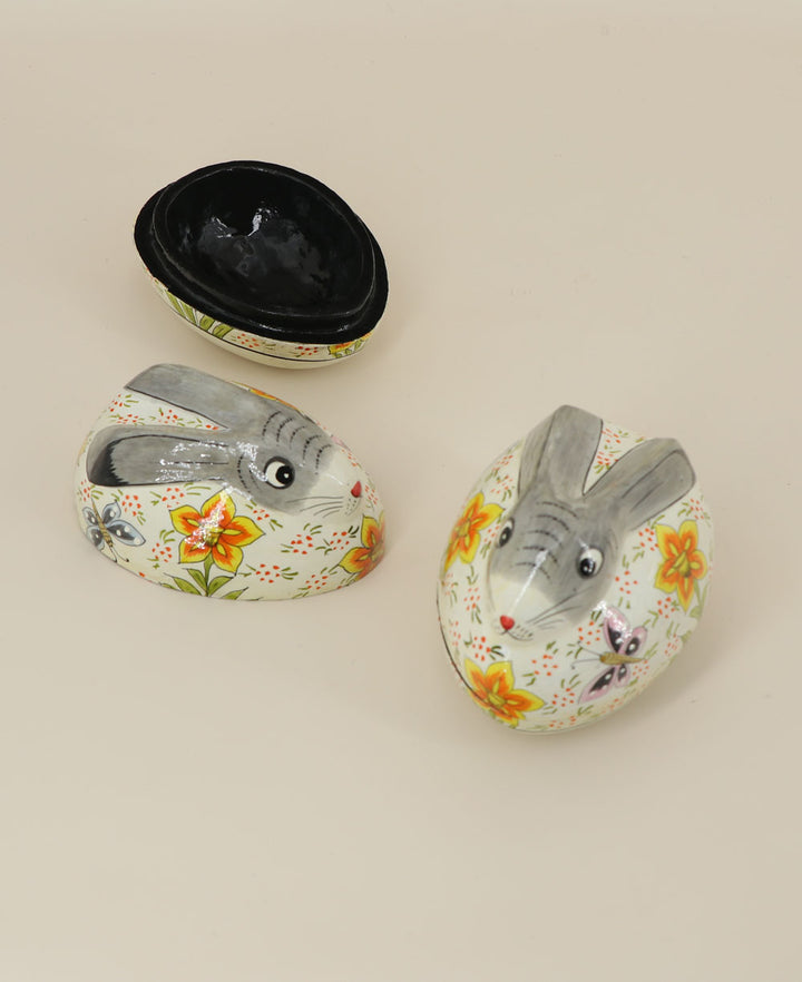Fairtrade Floral Colorful Rabbit Trinket Box