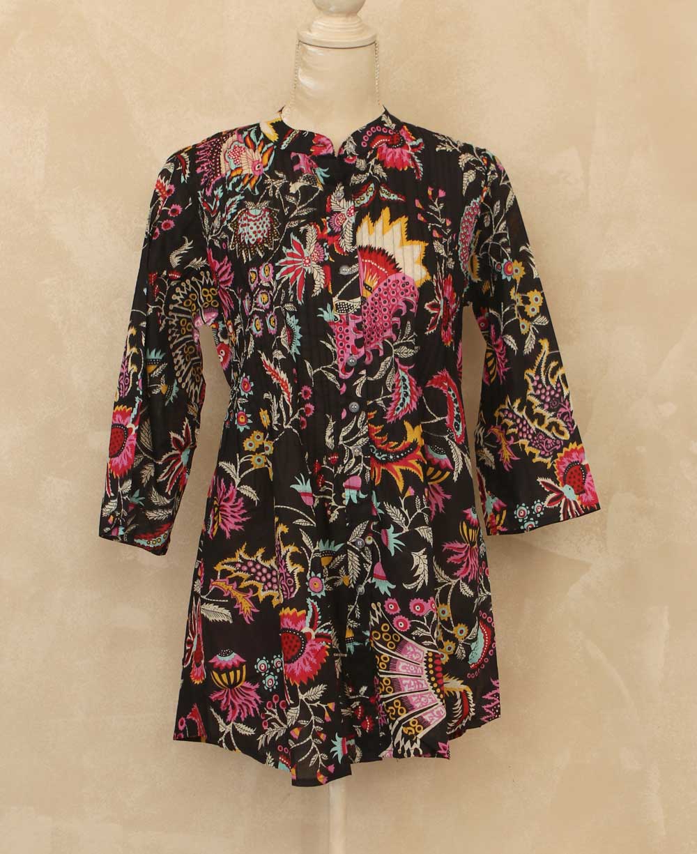 Floral print button-up tunic
