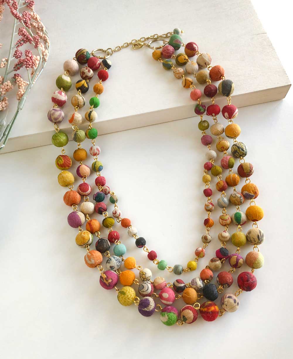 Multi-Layer Recycled Sari Necklace, Fairtrade – Cultural Elements