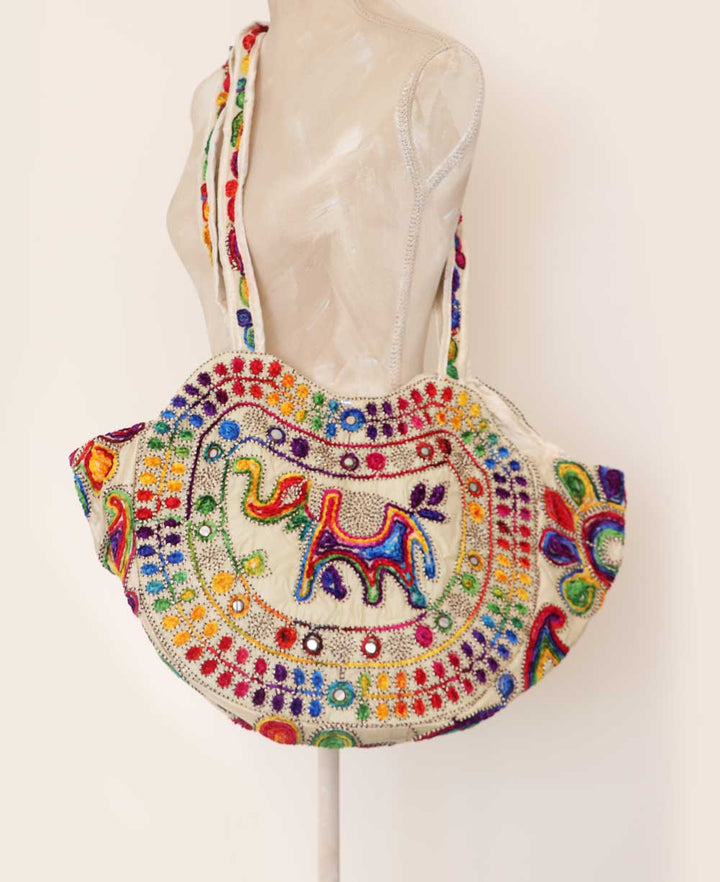 Embroidered Elephant Design Tote Bag