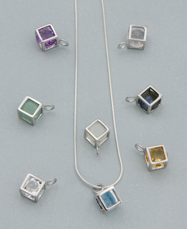 Gemstone Cube Pendants