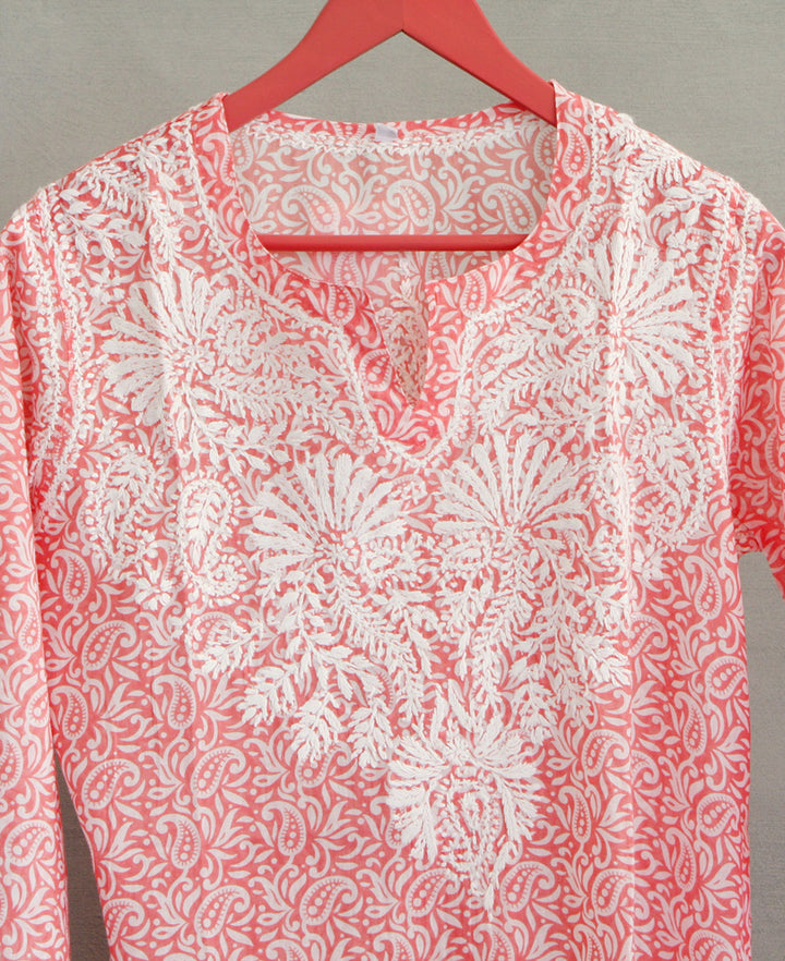Perfectly Paisley Embroidered Tunic, Coral – Cultural Elements