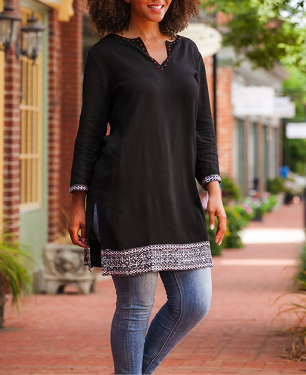 Embroidered Black Tunic