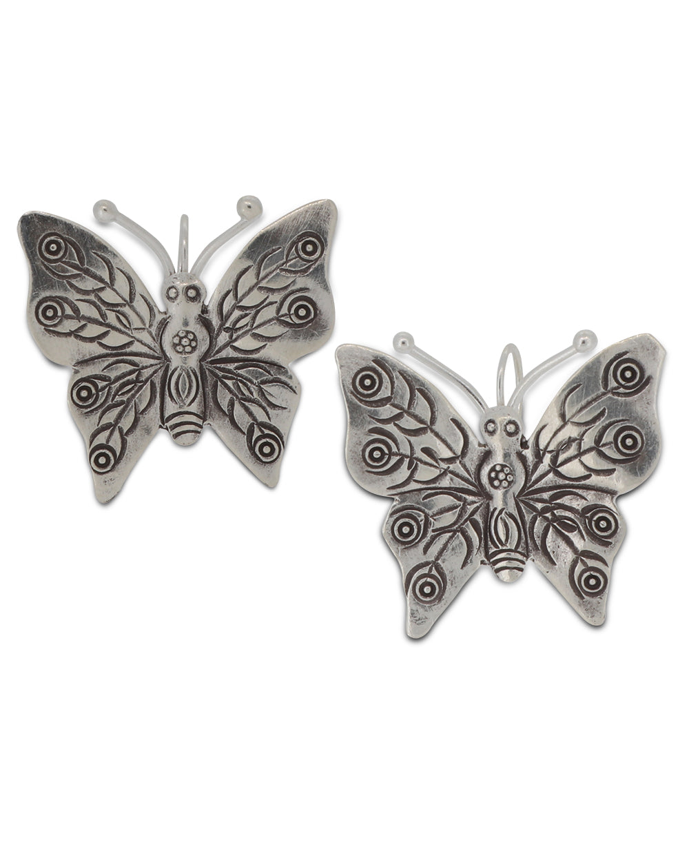 Exquisite handcrafted silver butterfly earrings inspired by nature and Laotian artistry