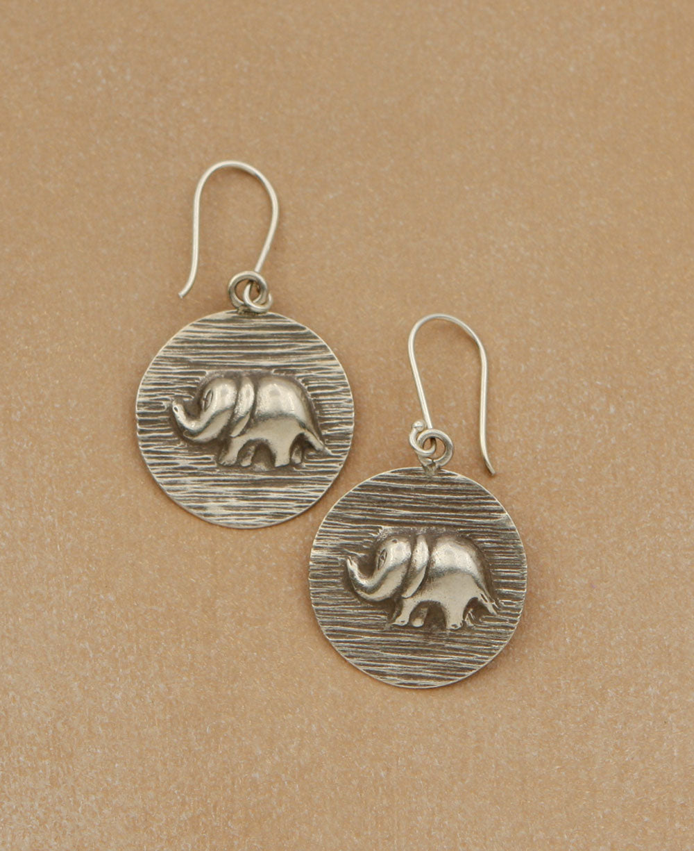 Thai Silver Elephant Relief Earrings