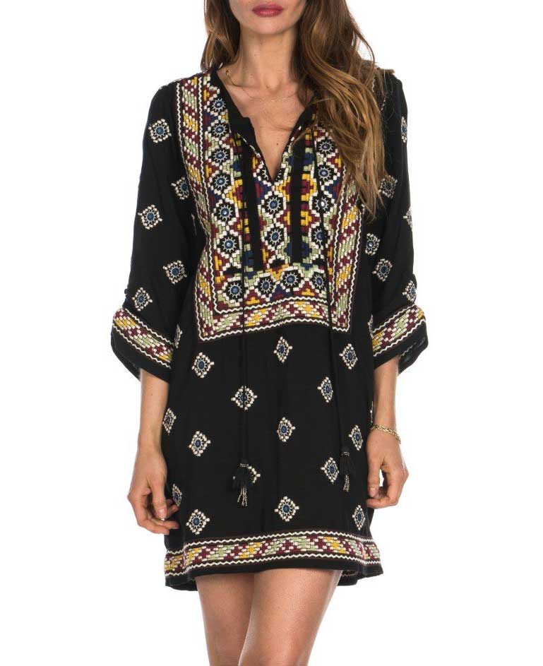 Embroidered Black and Multicolor Tunic Dress, India – Cultural Elements