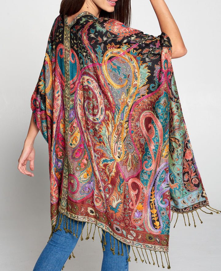 Floral Embroidered Rayon Wrap