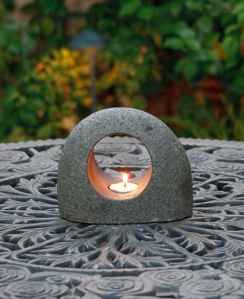 Shimmering Moon Abstract Stone Tealight Holders, Indonesia