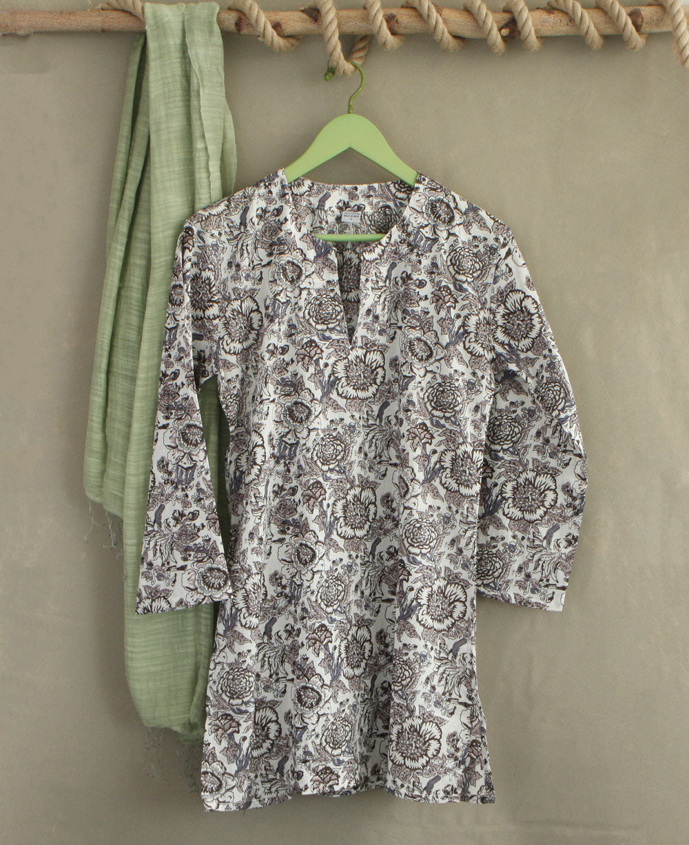 Floral Grey Tunic Top