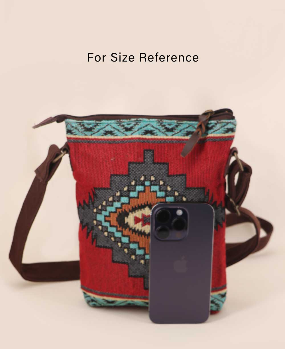 Artisan Tribal Woven Textile Crossbody Bag with Adjustable Strap
