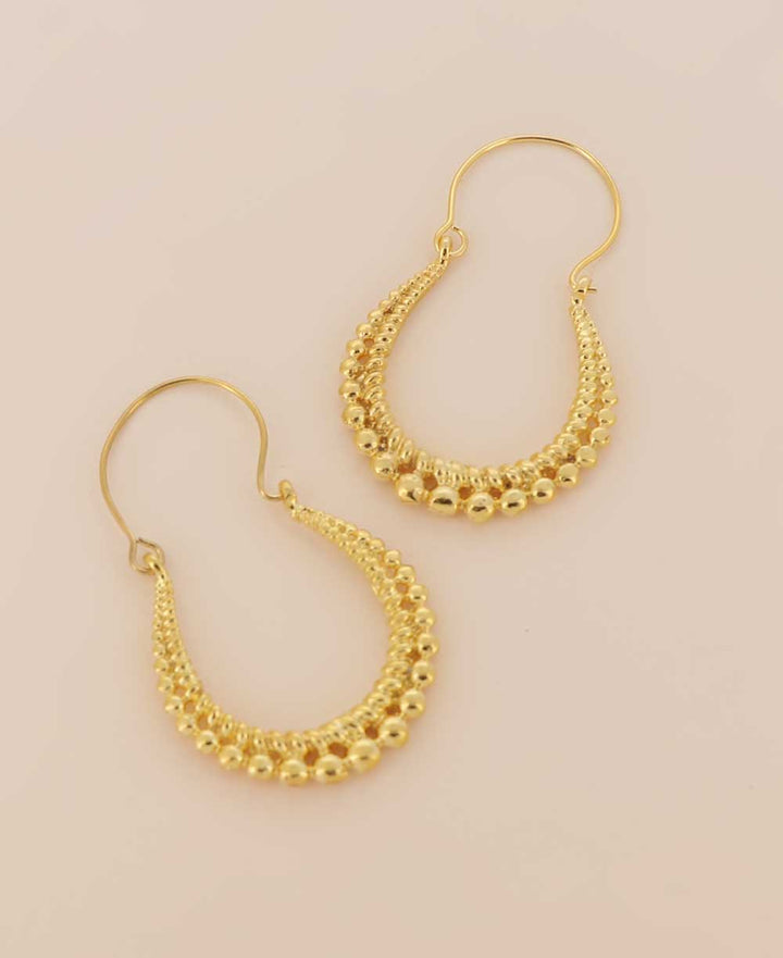 Beaded Dots Brass Hoop Earrings