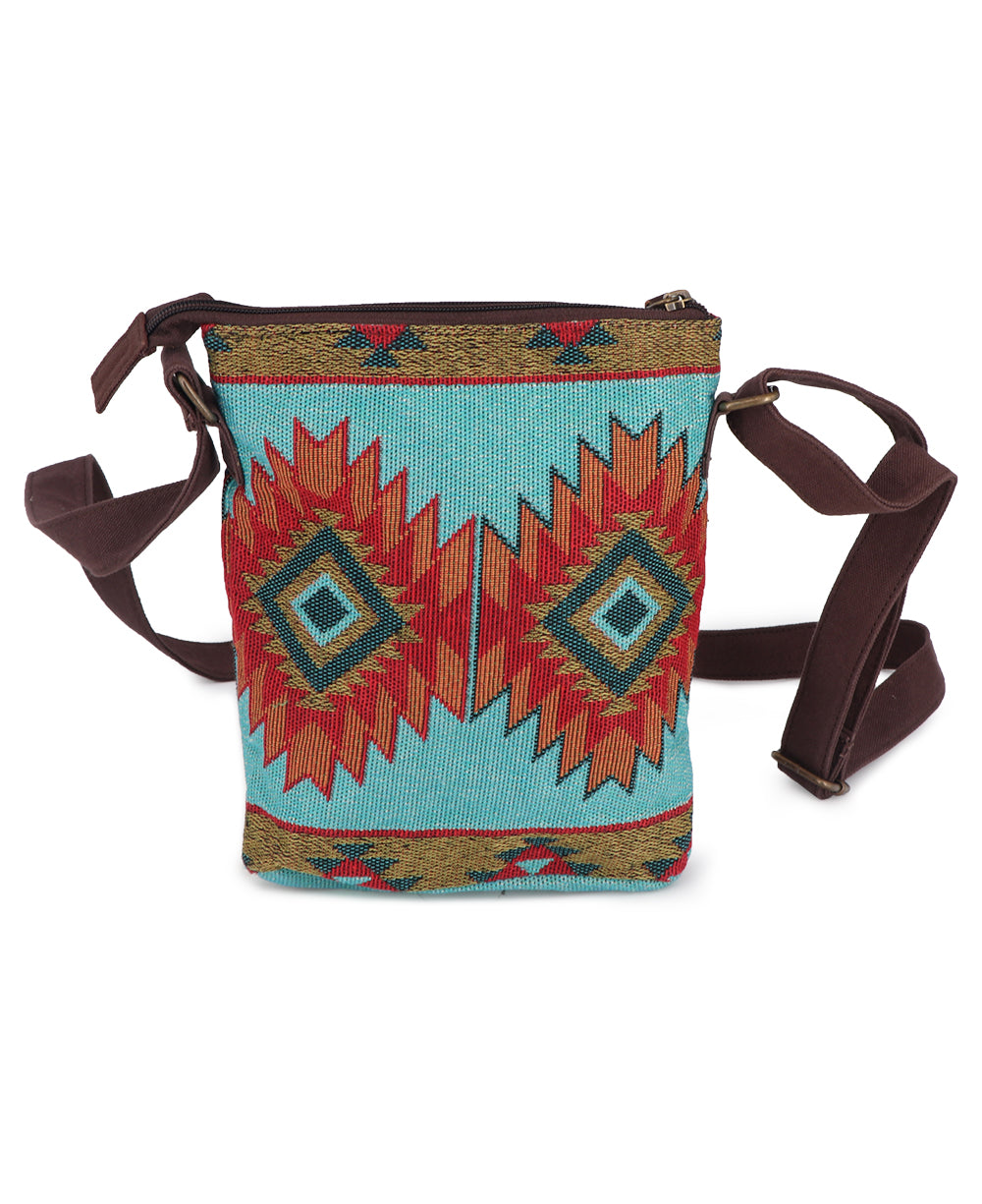 Artisan Tribal Woven Textile Crossbody Bag with Adjustable Strap